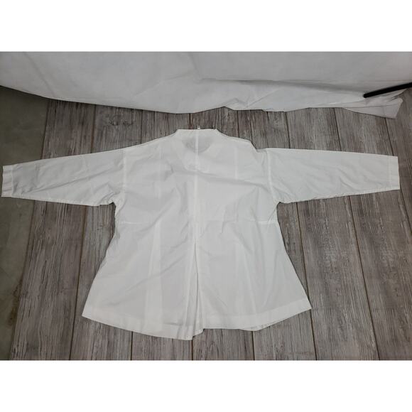 EUC Spirithouse white Button Down Top Size S/M Cotton Blend Long Sleeve Striped - Picture 8 of 8